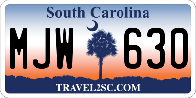 SC license plate MJW630