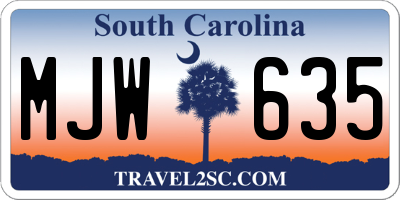SC license plate MJW635