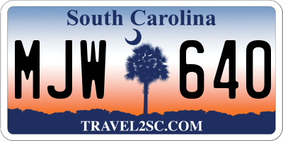 SC license plate MJW640