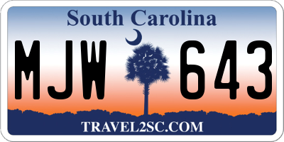 SC license plate MJW643
