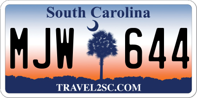 SC license plate MJW644