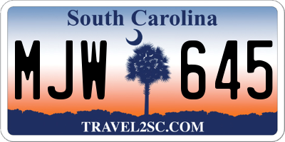 SC license plate MJW645