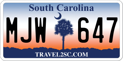 SC license plate MJW647