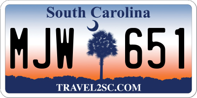 SC license plate MJW651