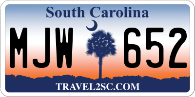 SC license plate MJW652