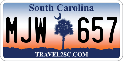 SC license plate MJW657