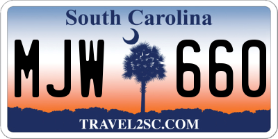 SC license plate MJW660