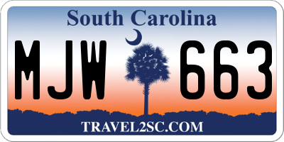 SC license plate MJW663