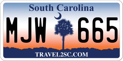 SC license plate MJW665