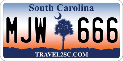 SC license plate MJW666