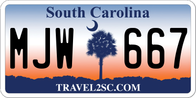 SC license plate MJW667