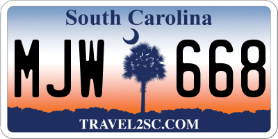 SC license plate MJW668
