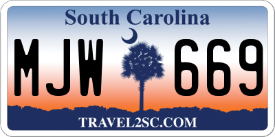 SC license plate MJW669