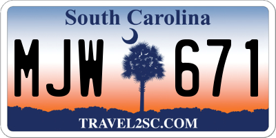 SC license plate MJW671