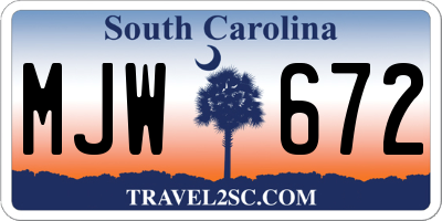 SC license plate MJW672