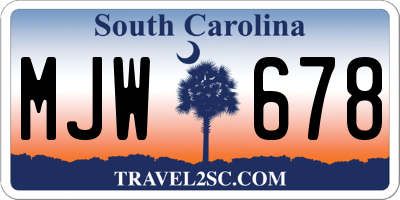 SC license plate MJW678
