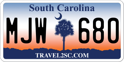 SC license plate MJW680