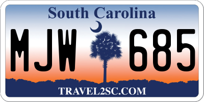 SC license plate MJW685