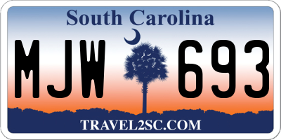 SC license plate MJW693