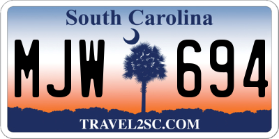 SC license plate MJW694