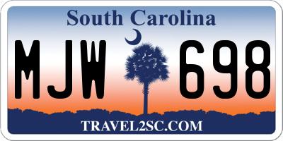 SC license plate MJW698