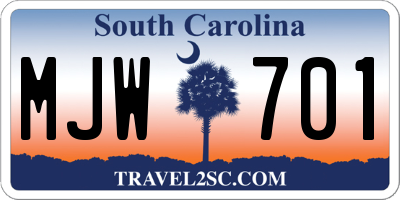 SC license plate MJW701