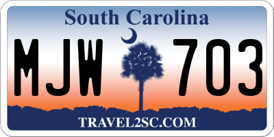 SC license plate MJW703