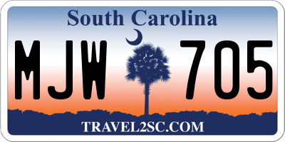 SC license plate MJW705