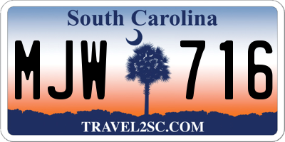 SC license plate MJW716