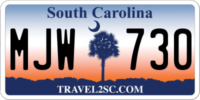 SC license plate MJW730