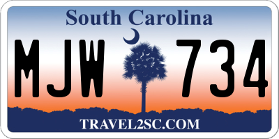 SC license plate MJW734