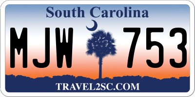 SC license plate MJW753
