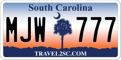 SC license plate MJW777