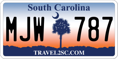 SC license plate MJW787