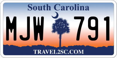 SC license plate MJW791