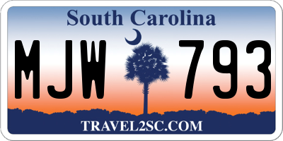 SC license plate MJW793