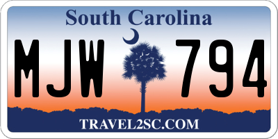 SC license plate MJW794