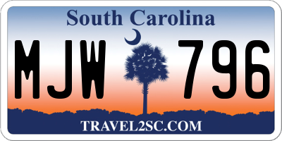 SC license plate MJW796