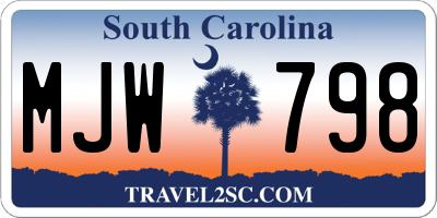 SC license plate MJW798