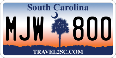 SC license plate MJW800