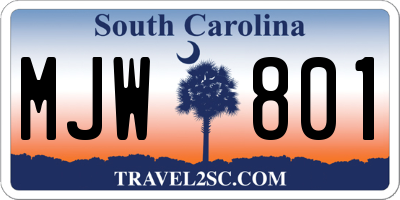 SC license plate MJW801