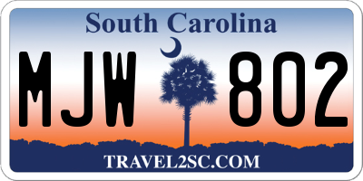SC license plate MJW802