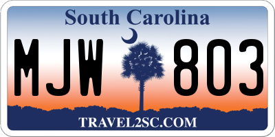 SC license plate MJW803
