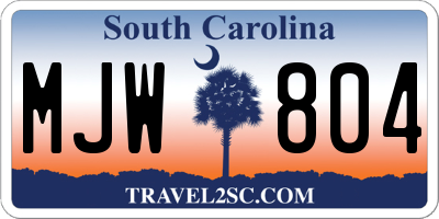 SC license plate MJW804