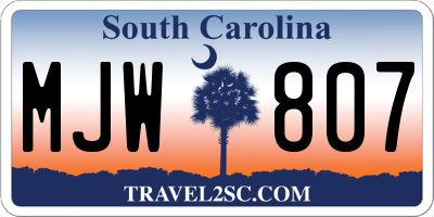 SC license plate MJW807