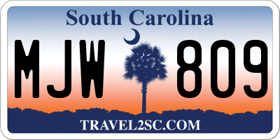 SC license plate MJW809
