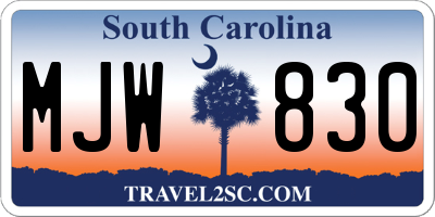 SC license plate MJW830