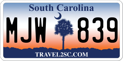 SC license plate MJW839