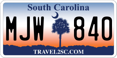 SC license plate MJW840