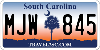 SC license plate MJW845
